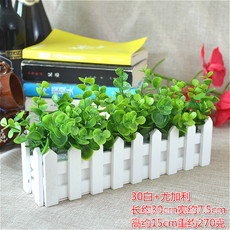 Casa sala de estar flor decorativa planta artificial traje de decoración de flores valla de madera decoración de flores artificiales olla pequeña ventana belleza