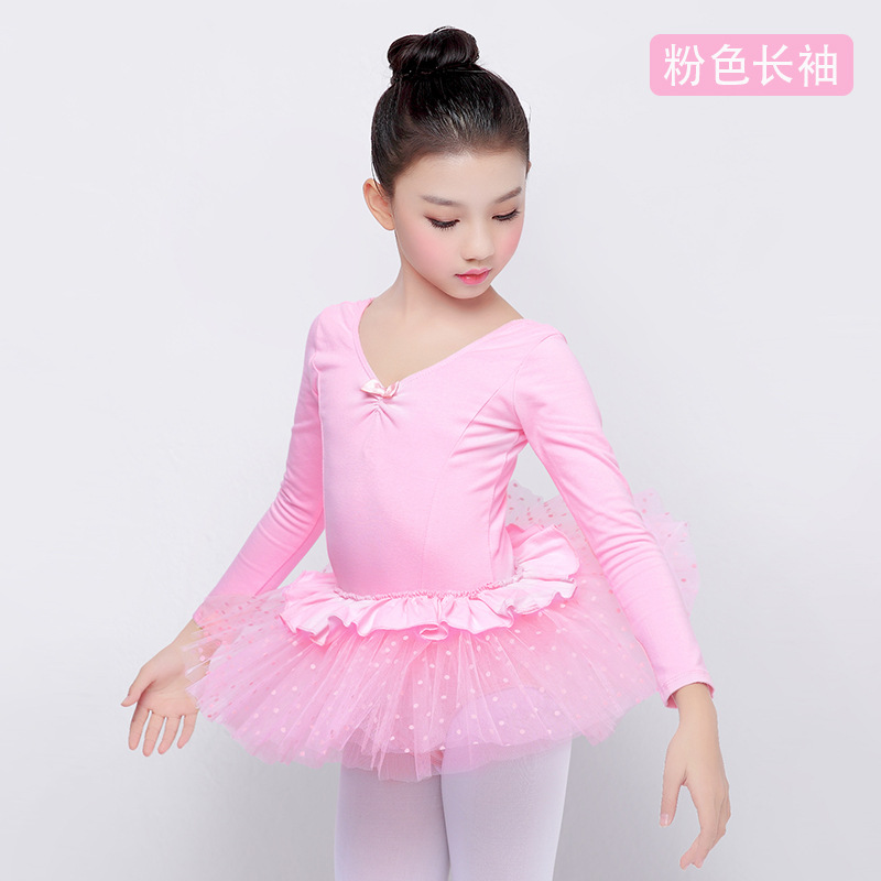 Traje de baile para niños vestido de Ballet para niñas manga larga media y grande para niños de una pieza pettiskirt traje de rendimiento vestido de princesa al por mayor