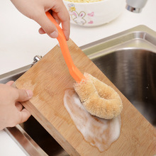 3个家用洗锅刷麻纤维不易粘油长柄锅刷 洗碗刷擦油刷子 清洁刷 批