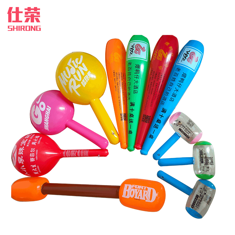 PVC inflatable color hammer, large inflatable nail hammer, wolf tooth parent-child interactive children's inflatable hammer toy with printed logo.