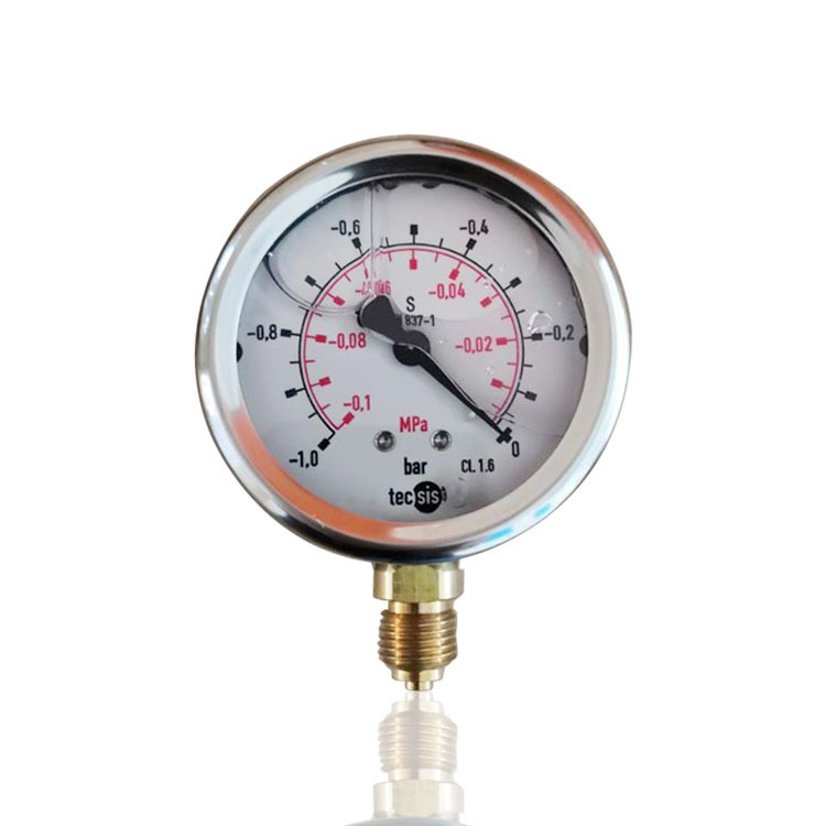 泰科思压力表tecsis不锈钢耐震压力表充油真空表YBN63 -0.1~0MPA