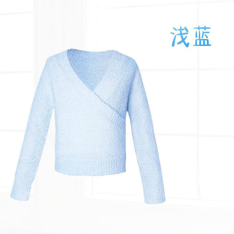 Ropa de práctica de baile para niños suéter pequeño abrigo de manga larga otoño e invierno suéter engrosado ropa exterior ballet danza top de punto