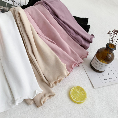 Children's clothing spring and autumn white half-turtle collar bottoming shirt for girls baby brushed long-sleeved T-shirt children's fungus-edged soft waxy top