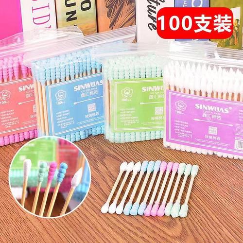 Double-ended wooden swab, sanitary cotton swab, ear cotton swab, makeup cotton swab, makeup remover, sanitary tampon swab, cotton wooden swab