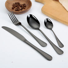 西餐厅1010刀叉勺 黑色304不锈钢牛排刀叉子咖啡勺甜品勺套装批发