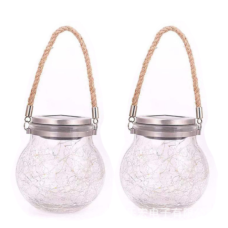 Venta caliente solar led al aire libre césped colgante araña de cristal crack jardín patio luminoso paisaje lámpara deseo lámpara