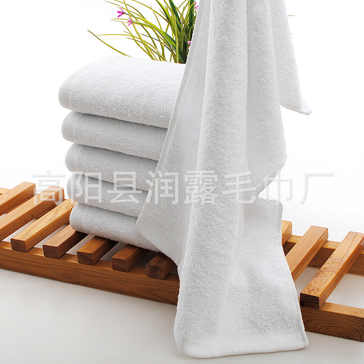 Factory wholesale high-end hotel bath cotton white towel beauty foot bath club white towel embroidered printing