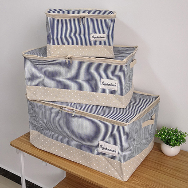ZAKKA Cotton and Linen Japanese-style Striped Zipper Fabric Clothes Storage Frame Dirty Clothes Barrel Basket Foreign Trade Toy Box
