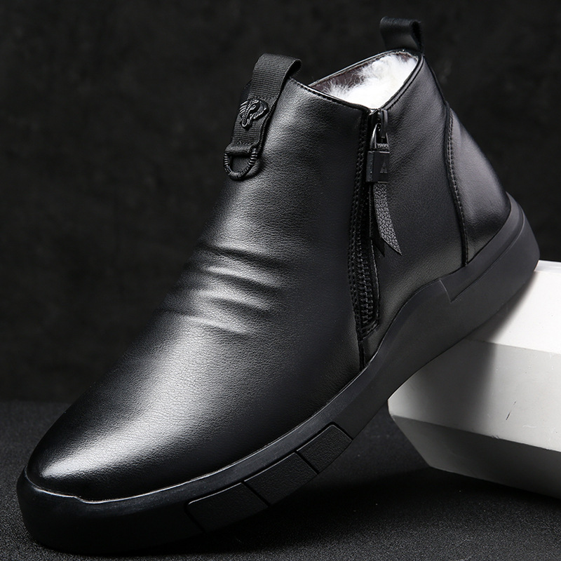 Lana de cuero negro brillante