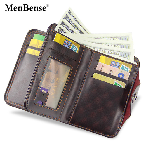 MenBense new men's wallet short style European and American fashion business bag large capacity magnetic buckle 30% off men's wallet