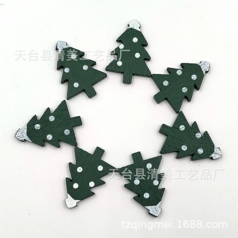 Árbol de Navidad pintado verde bricolaje botones hechos a mano rompecabezas 100 botones de madera por paquete