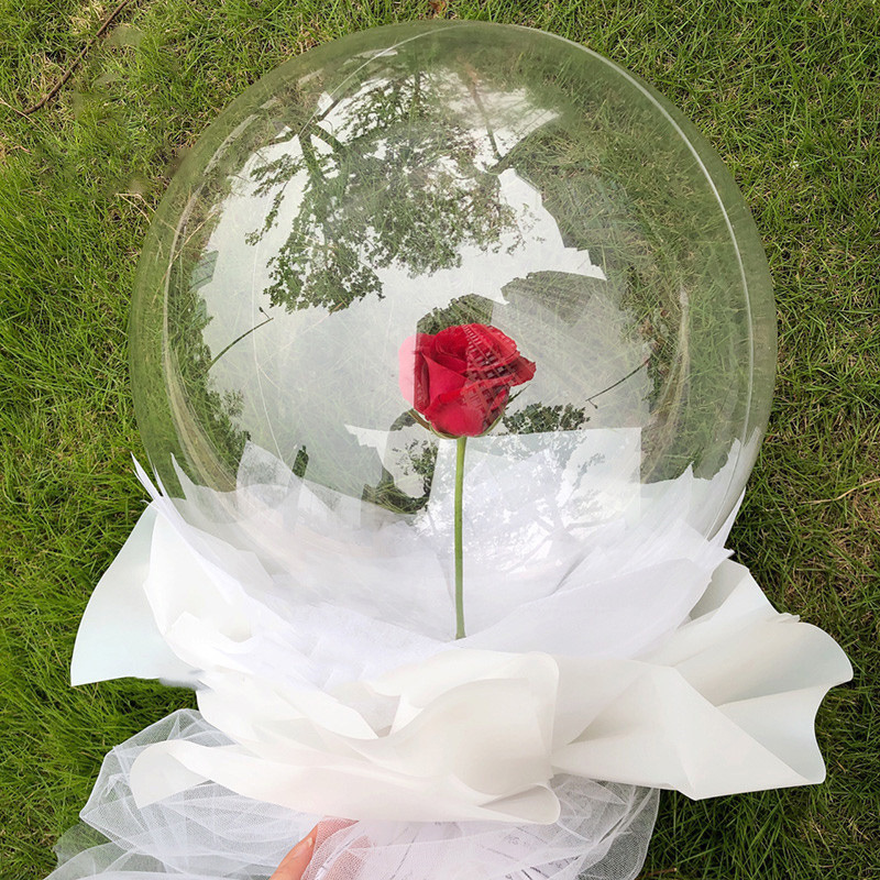 Nueva celebridad en línea transparente gran ola bola romántica Pequeño Príncipe Rosa ramo material globo flor suministros de embalaje