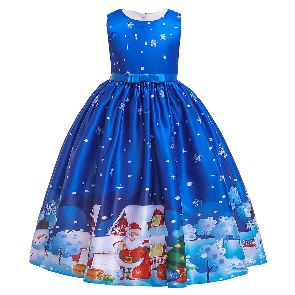 thumbnail image 4 of Vestido de Navidad para niños, vestido estampado de tela forjada, vestido de princesa para niña de Papá Noel navideño, 4 of 6