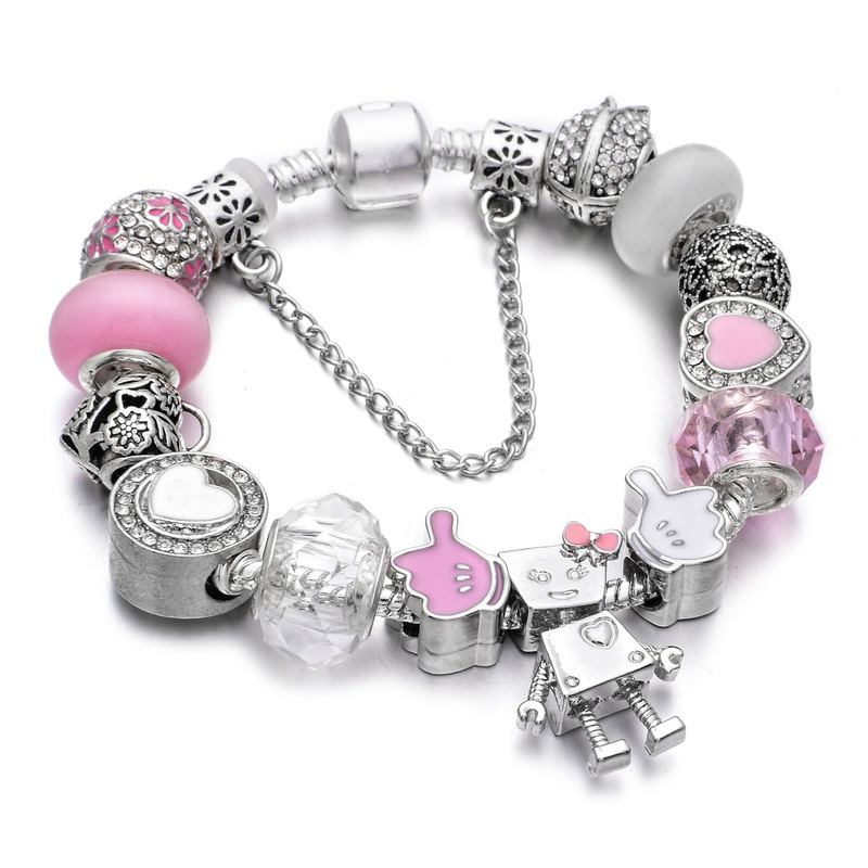 New Pan Style DIY Little Bella Bracelet Cartoon Robot Beaded Women's Bracelet Cross-Border Wholesale