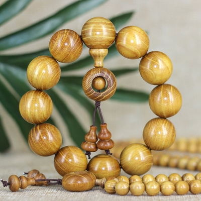 厂家供应 黄金檀木手串 黄金柚手链批发柘木 木质文玩