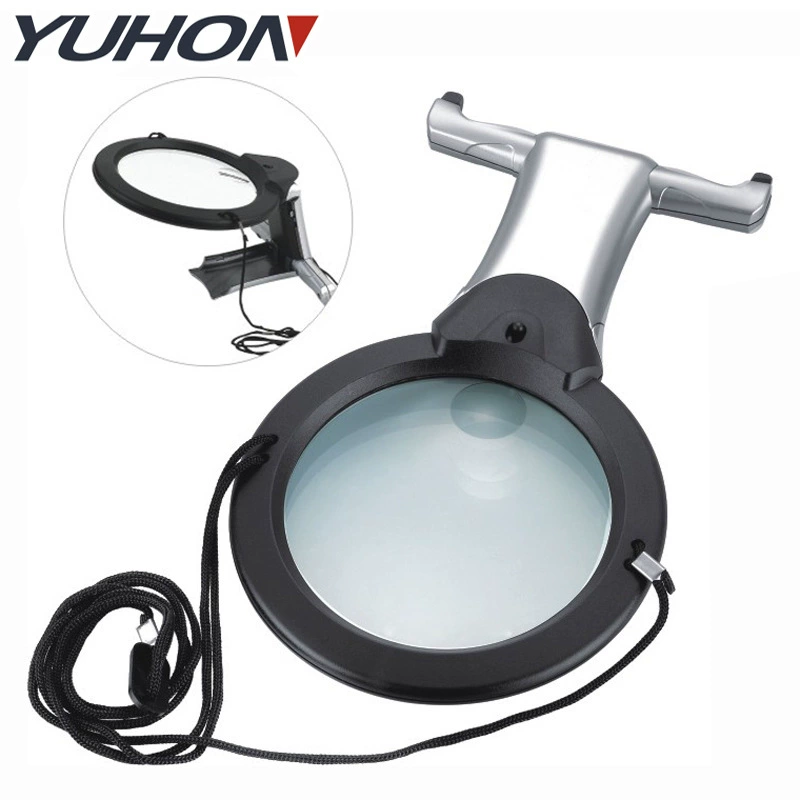 Двойной светодиодный светильник сундук подвесной вязаная вышитая вышивка Настольный портативный многофункциональный Обнаружение обслуживания чтения 6-кратное увеличительное стекло