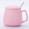 Macaron ceramic mug with lid spoon colorful office cup green pink blue purple white ceramic cup