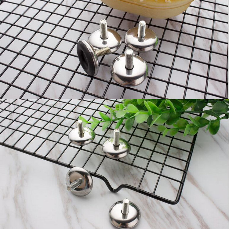 Acero inoxidable hierro negro inferior ajustable gabinete pie al aire libre muebles estante de exhibición estable pie almohadilla de la Oficina pie almohadilla ajustable