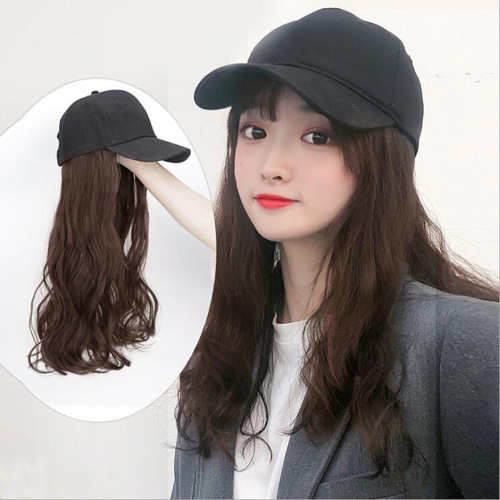 Women's wig, one-piece hat wig, baseball cap, peaked cap, wig hat, curly hair, straight hair, manufacturer sales