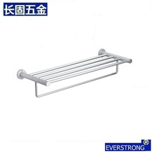 长固太空铝圆毛巾架 浴室置物架双层折叠带挂钩 新款浴巾架厂家