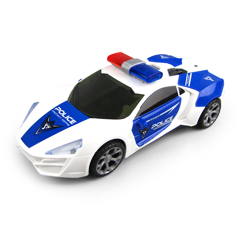 Tiktok mismo colorido coche eléctrico universal música ligera parada de coches de policía de doble puerta para niños Venta caliente juguetes para niños