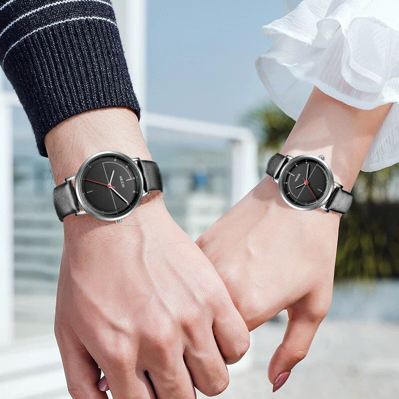 2023 New Coral Purple Fashion Couple Watch Simple Men's Watch Female Student Belt Watch Artistic Fresh and Waterproof