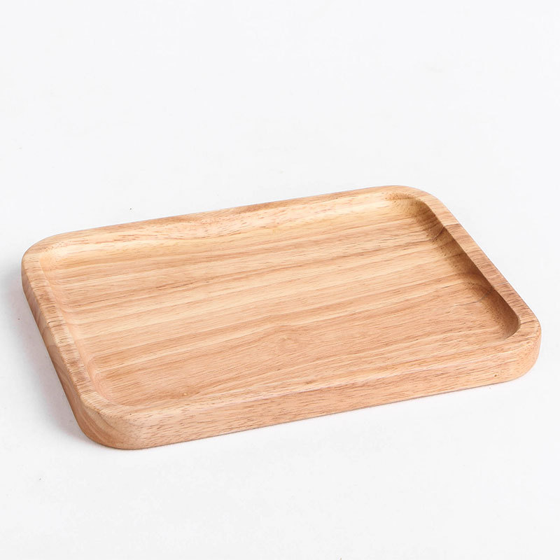 Fábrica directa cuadrada bandeja de madera boutique de goma placa de madera hogar snack placa de madera Placa de fruta en stock al por mayor