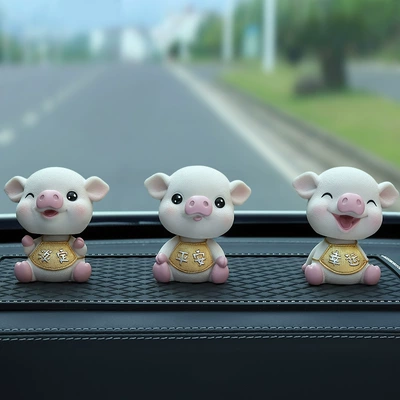 Car Interior Cute Car | Car ornaments - gold-family-photo-3-pigs-large-diamond-pad