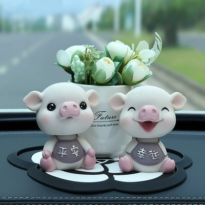 Car ornaments | Supplies Goddess Center Console - purple-lucky-pig-ping-an-pig-ping-an-flower-camellia-pad