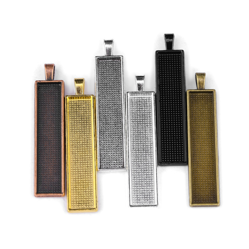 欧冠时光宝石10*50mm长方形合金底托 diy项链钥匙扣吊坠饰品配件