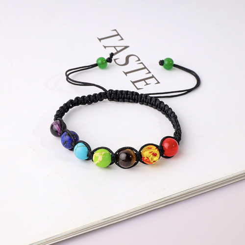 Fashion Amazon Rainbow Color Yoga Energy Braided Bracelet