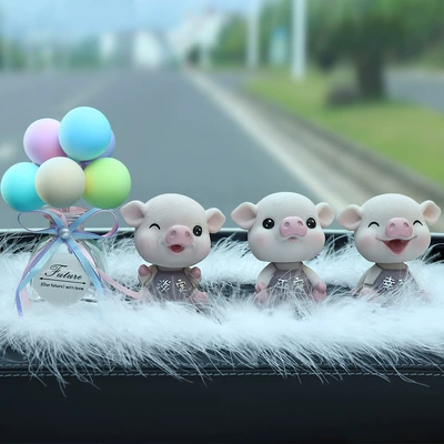 Car Accessories Ornaments Bobblehead, Car ornaments - purple-family-portrait-3-pigs-balloon-aromatherapy-seat-large-feather-pad