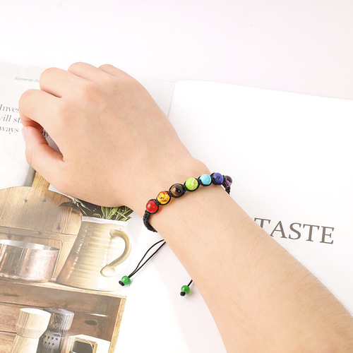 Fashion Amazon Rainbow Color Yoga Energy Braided Bracelet