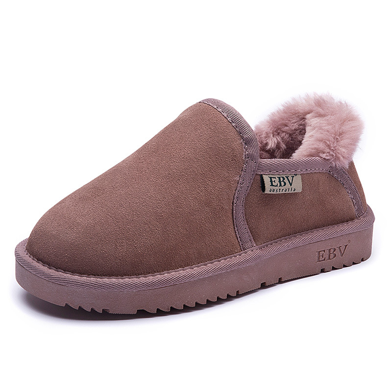 EBV レザースノーブーツ レディース ショートブーツ パンシューズ スノーコットンシューズ 2025年新作 スリッポン 厚底