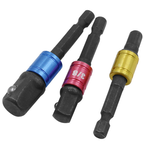Hexagonal handle to square head sleeve adapter 1/4 3/8 1/2 air batch electric sleeve connection conversion rod adapter
