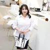 White long-sleeve, V-neckline