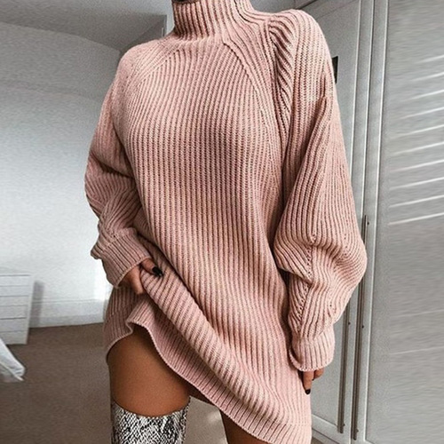 Autumn/Winter New Arrival Wish Knit Sweater, Long-Sleeve, Half-Neck, Cardigan Style Dress