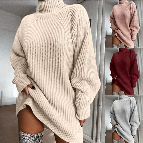 Autumn/Winter New Arrival Wish Knit Sweater, Long-Sleeve, Half-Neck, Cardigan Style Dress
