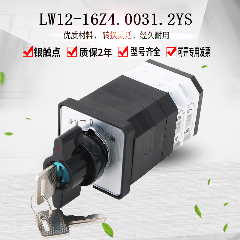 斯锦电气万能转换开关 LW12-16Z4.0031.2S带钥匙自复位双电源切换