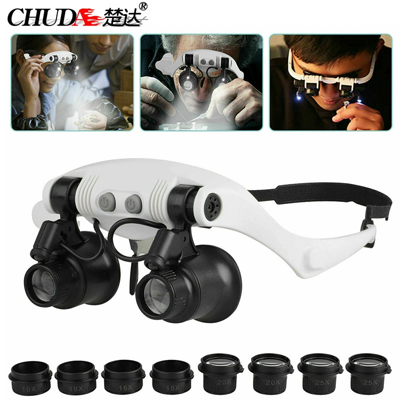 Чуда наголовная/шлемная Лупа Светодиодная лампа с лампой ремонта и идентификации Лупа 9892G-3A