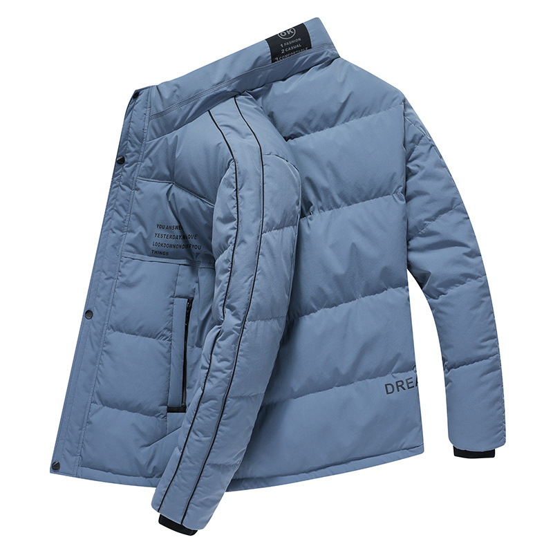 Men's Clothing 90% white duck Silk cotton short youth stand collar fashionable simple autumn and winter Silk cotton jacket warm cold proof jacket_voghion.com