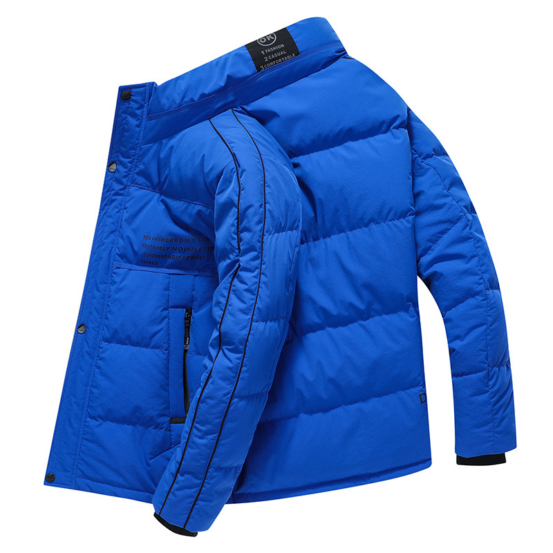 Men's Clothing 90% white duck Silk cotton short youth stand collar fashionable simple autumn and winter Silk cotton jacket warm cold proof jacket_voghion.com