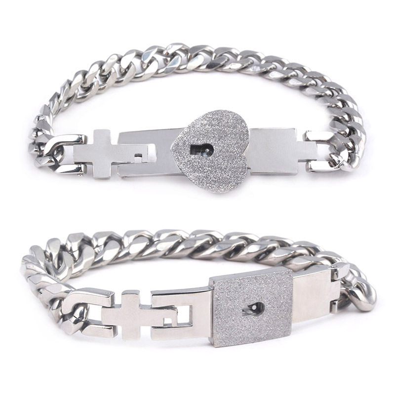 Día de San Valentín hombres y mujeres entrelazados melocotón corazón concéntrico pulsera un par de regalo cerradura llave pareja pulsera Amazon