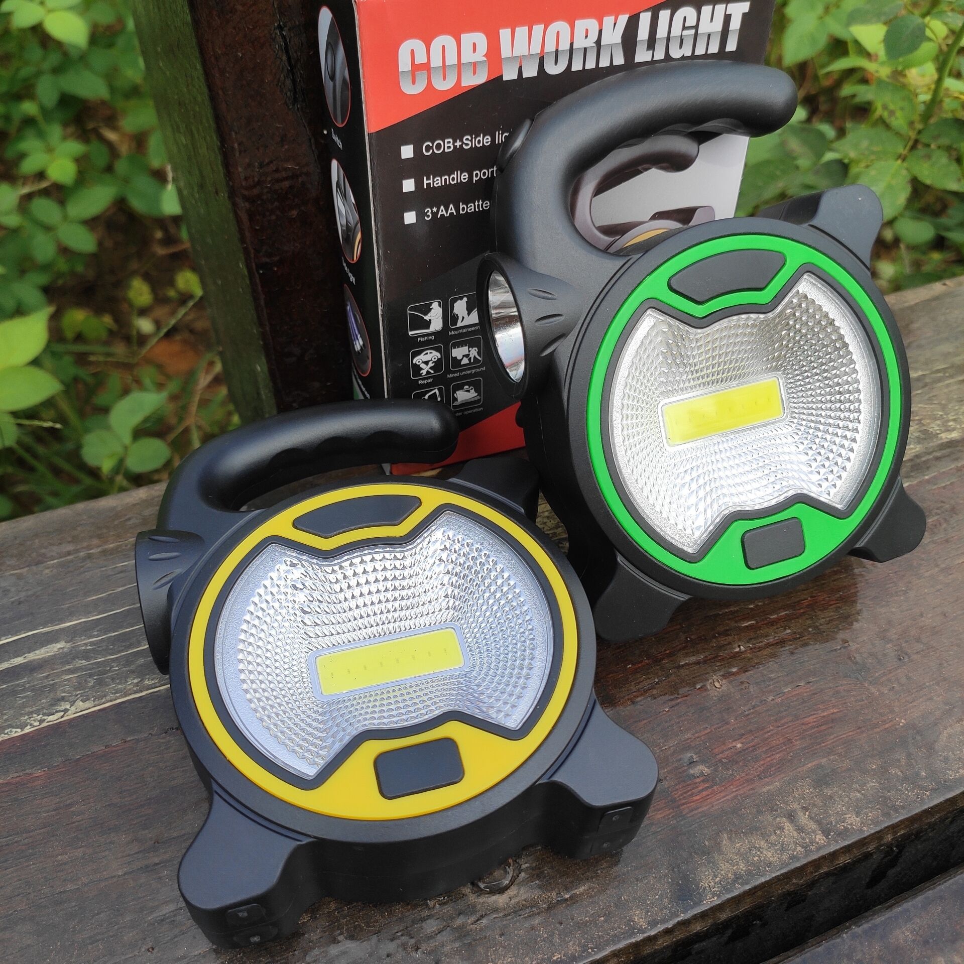 LED 야외 캠핑 조명 휴대용 비상등 COB 신작업등 2 헤드라이트 고출력 투사등