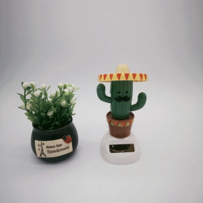 Cute solar swing Cactus Car ornaments