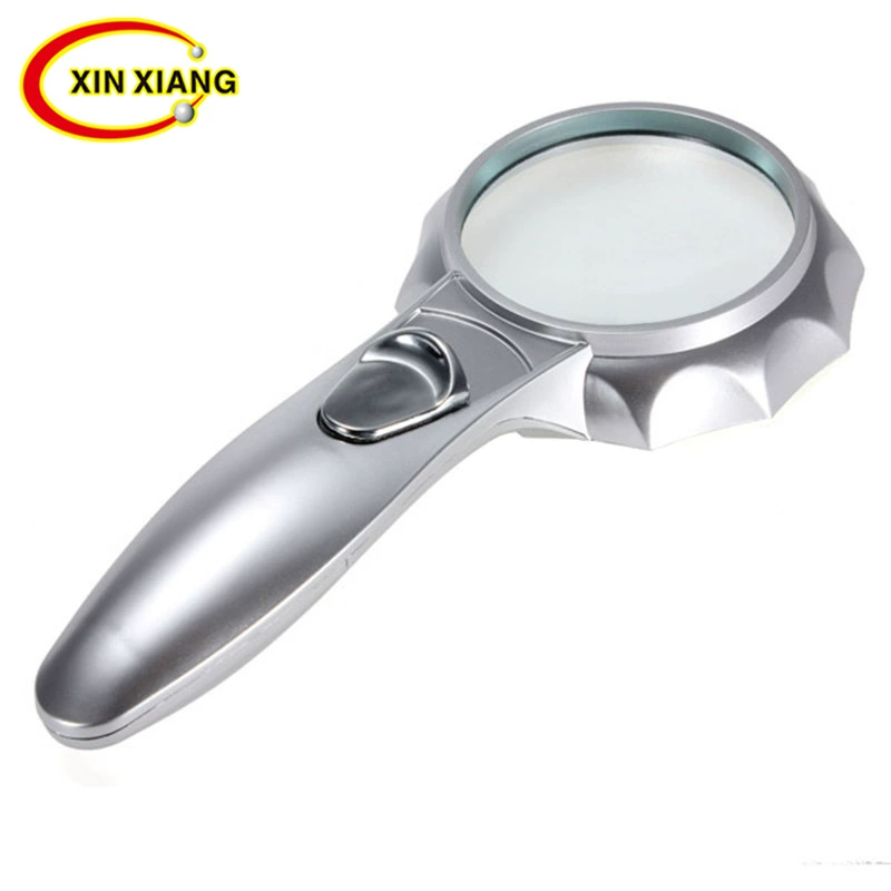 65 мм кружево в форме зонтика шесть светодиодных ламп освещение для чтения многоугольник высокой мощности HD серебряное увеличительное стекло для пожилых людей