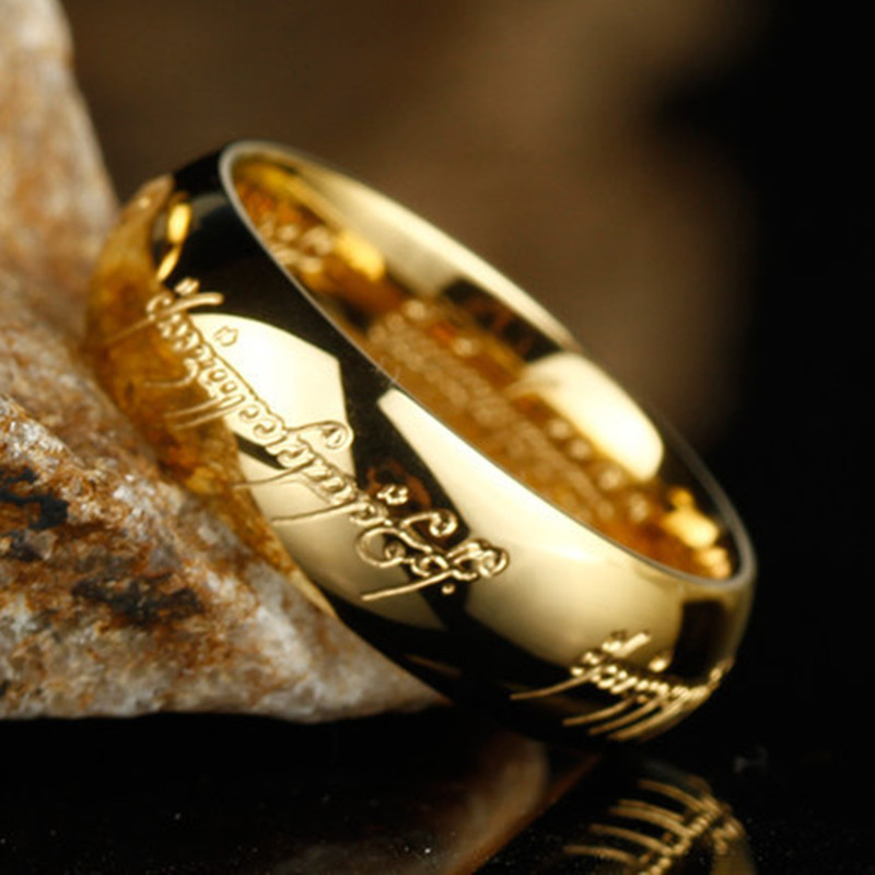 European and American Lord of the Rings Ring Men's Star Letter Couple Lord of the Rings Real Gold Plated Cross-Border Jewelry Handmade
