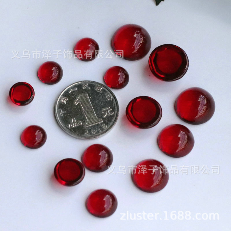 圆戒面仿红宝石红玛瑙色水晶玻璃贴片手工饰品diy配件批发戒指 2