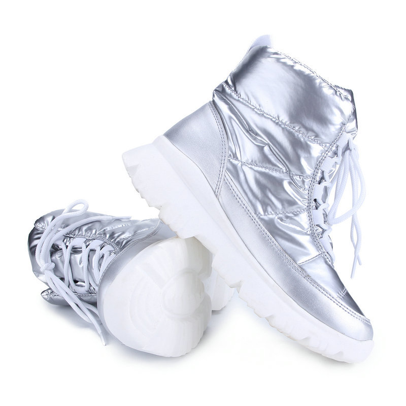 Botas de nieve defectuosas de nueve colores con diseño de copo de nieve, zapatos con cordones, antideslizantes, repelentes al agua, de caña baja, versátiles para el invierno.