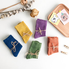 Z152兒童襪子批發只一隻潮童襪秋冬百搭素色高羅口糖果男女童短襪